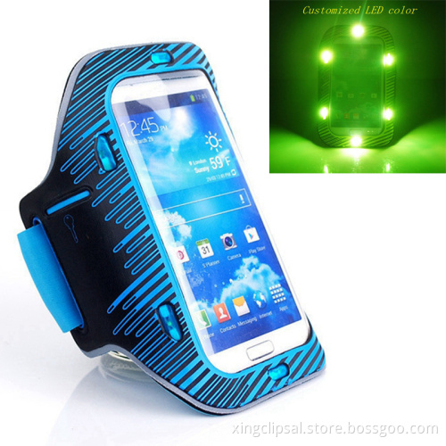 LED light Neoprene sports armband, led light armband, safety sport armband for iphone 6